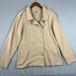 J Peterman Jacket Women’s Medium Mocha‎ Mousse Brown Double Breasted Lightweight